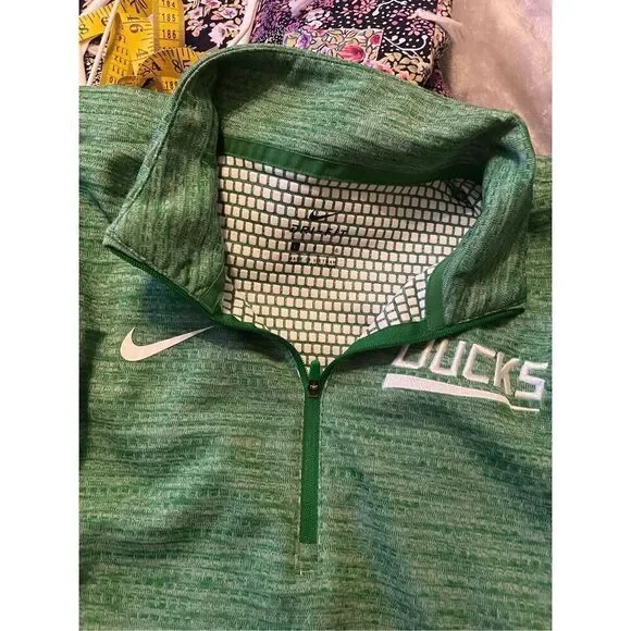 Nike Women's Heathered Green 1/4 Zip Pullover Active Wear Sweatshirt Size L Oreg - Picture 10 of 16